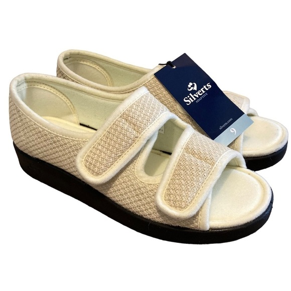 Silverts Open Toe Shoes Womens 9 Extra Wide Diabetes Swelling Arthritis Non Slip - Picture 1 of 14